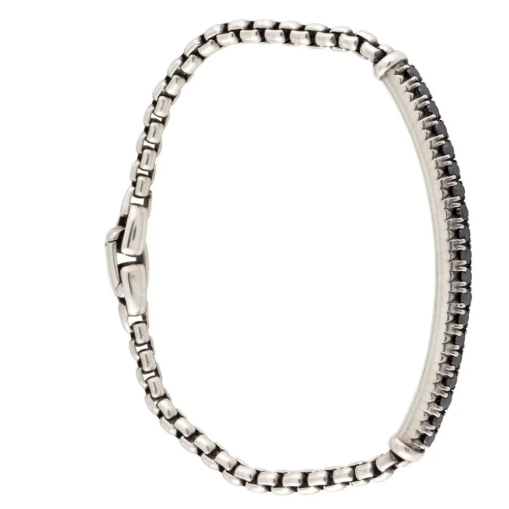 DAVID YURMAN DIAMOND 1.33CTW STERLING SILVER 925 METRO LINK BRACELET - Picture 6 of 7